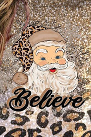 Glitter Christmas Believe Santa Print Sweatshirt