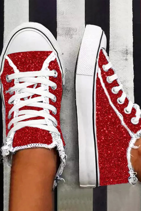 Red Glitter Canvas Shoes