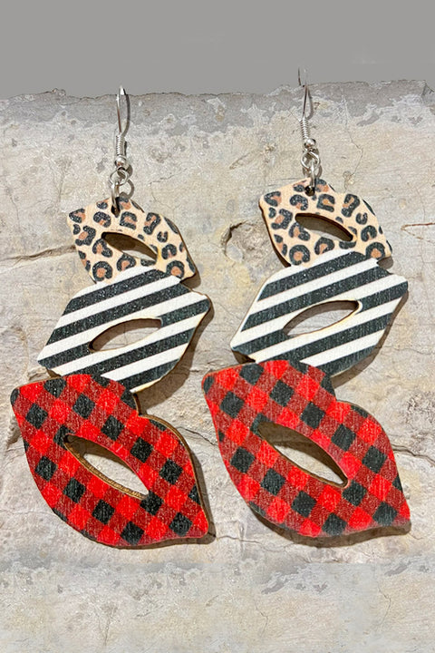 Lips Wooden Earrings