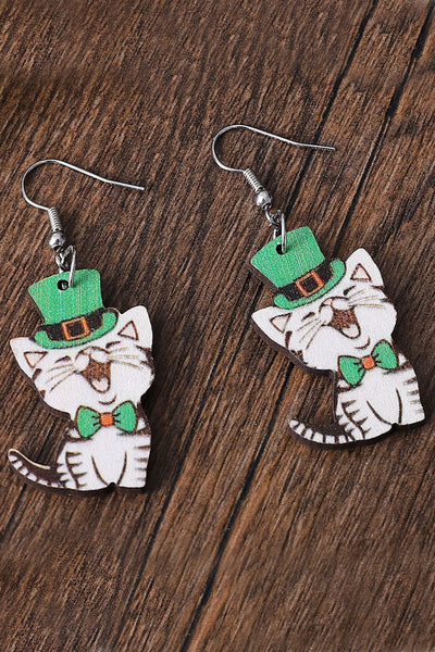 St. Patricks Day Cat Earrings