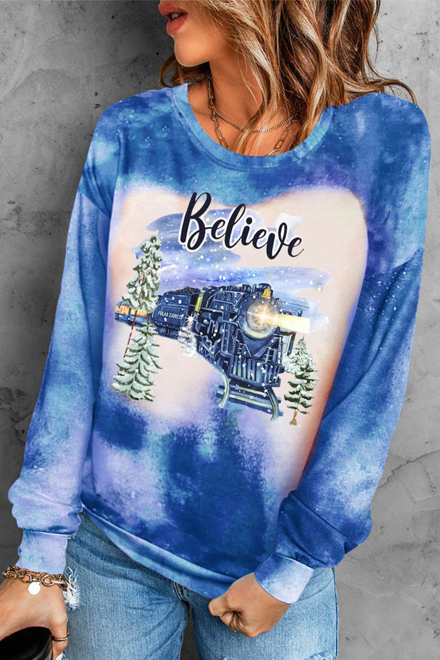 Blue Believe Express Train Sweatshirt