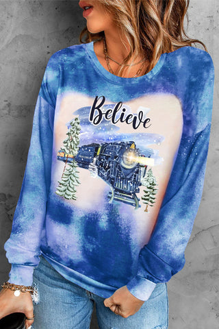 Blue Believe Express Train Sweatshirt