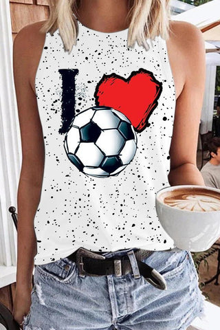 Polka Splatter Soccer Ball I Love Soccer Print Tank Top