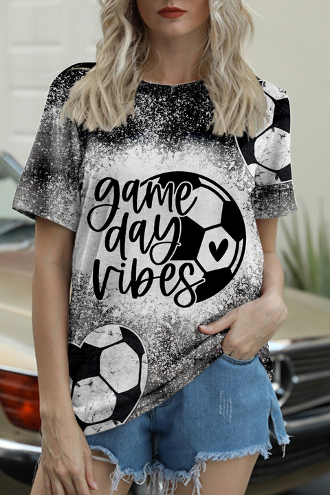 Soccer Ball Game Day Vibes Round Neck T-shirt