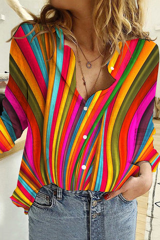 Cinco De Mayo Mexican Western Striped Print Casual Long Sleeve Shirt