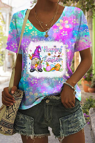 Rainforest Flowers Galaxy Happy Easter Gnomes With Bunny Ears Printed Tank