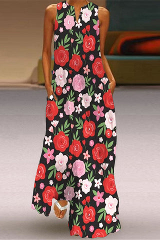 Falling In Love Floral Sleeveless Maxi Dress