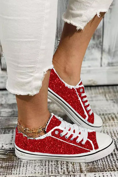 Rote Glitzer-Canvas-Schuhe