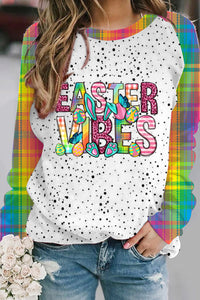 Easter Vibe Happy Easter Day Bunny Polka Print Sweatshirt