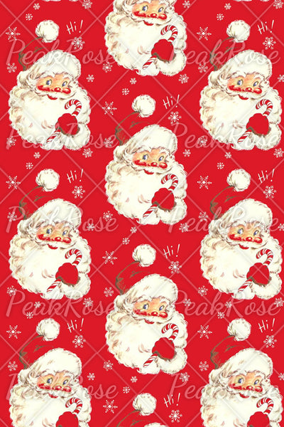 Retro Vintage Red Santa Claus Print V-Neck Sleeveless Maxi Dress