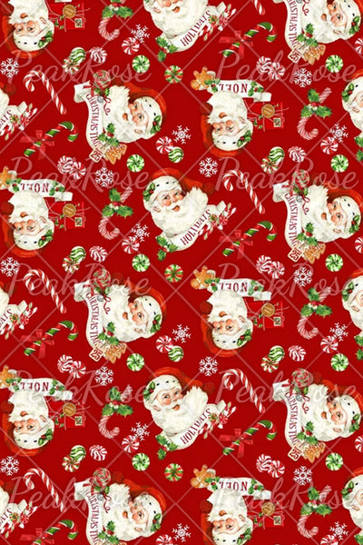 Retro Vintage Christmas Red Santa Claus Print V-Neck Sleeveless Maxi Dress