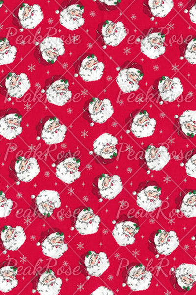 Retro Vintage Red Santa Claus Print Sleeveless Dress