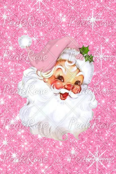 Pink Christmas Santa Print Loose Tunic With Pockets