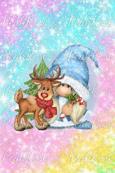 Christmas Gnome Deer Ombre Glitter Loose Tunic