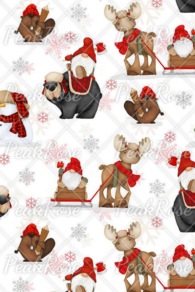 Retro Vintage Christmas Gnomes Elk Print Sleeveless Dress