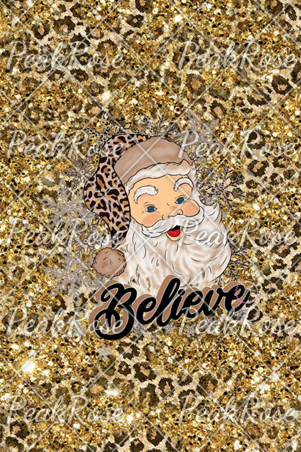 Glitter Christmas Believe Santa Print Tunic