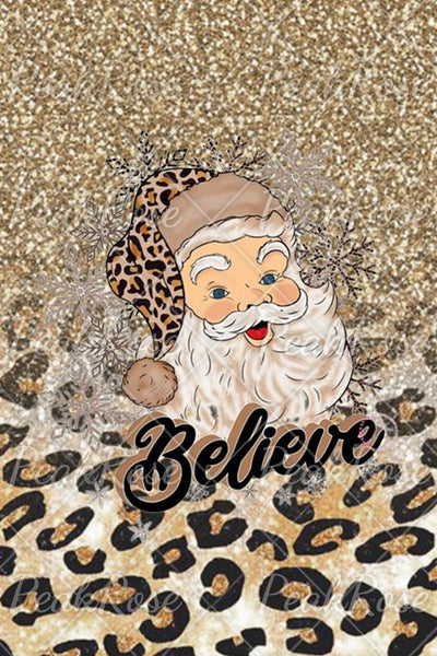 Glitter Leopard Christmas Believe Santa Sleeveless Dress
