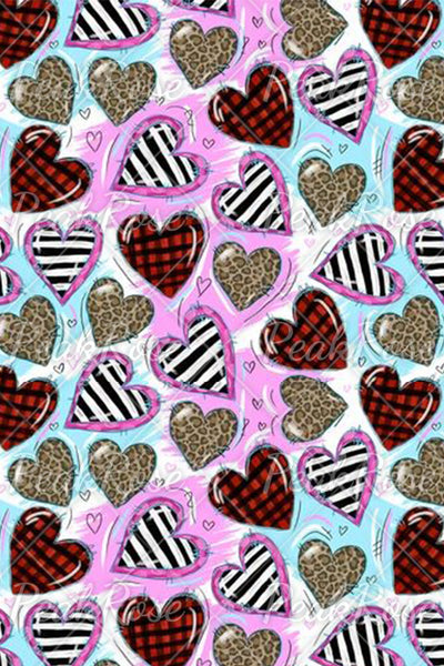Leopard Stripe Plaid Print Heart Long Sleeve Shirt