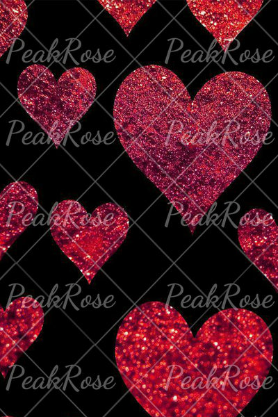 Glitter Red Heart Sparkles Print Long Sleeve Shirt