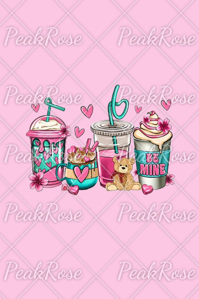 Love Coffee Cups Pink Heart Print Tunic