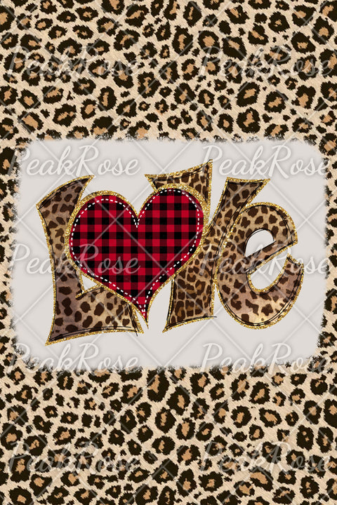 Leopard Plaid Love Heart Bleached T-shirt