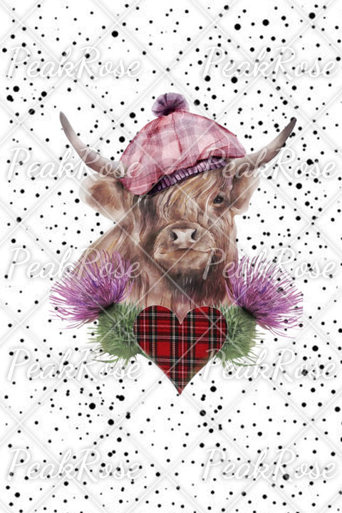 Plaid Highland Cow Ripped Denim Jeans