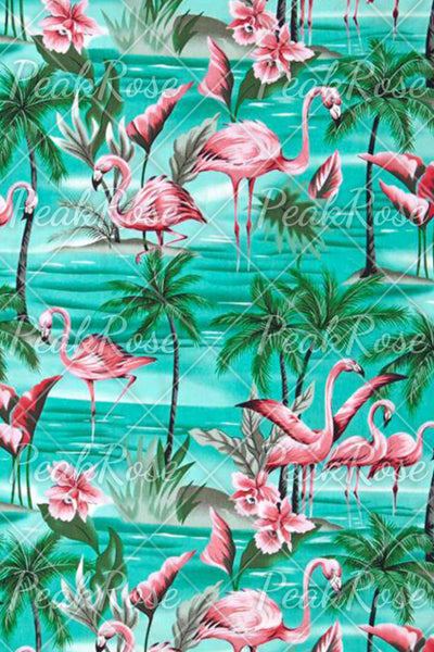 Spring/Summer Flamingos Coconut Tree Off-shoulder Blouse