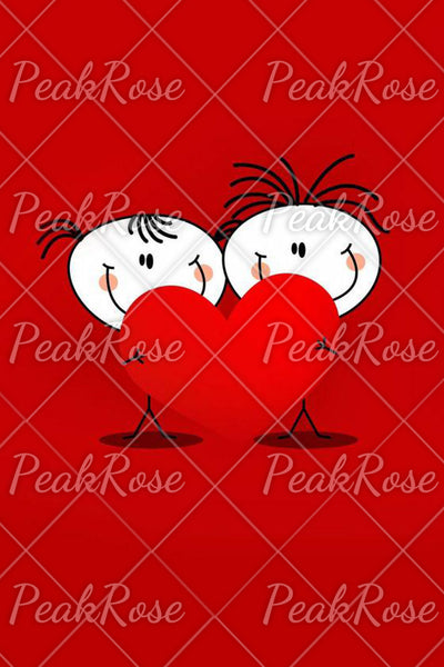 Red Heart-Shape Lovers Print Sweatshirt