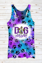 Cute Dog Paw Roaming The Milky Way Starry Sky Dog Mom Racerback Tank Top