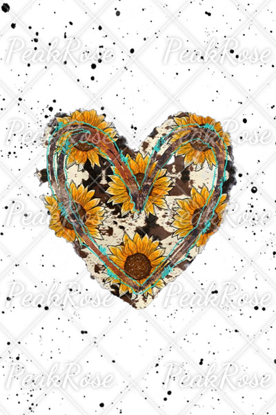 Cowhide Heart And Sunflower Print Sweatshirt