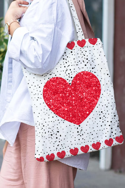 Love Heart Print Tote Bag