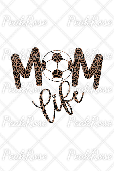 Mom Life Soccer Ball Leopard Print V-Neck T-Shirt