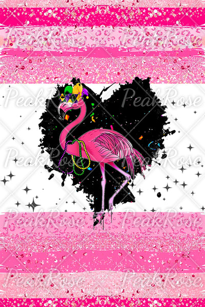 Pink glitter leopard print Mardi Gras Flamingo Denim Jeans