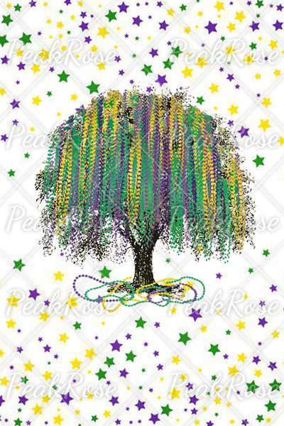 New Orleans Mardi Gras Watercolor Bead Tree Print Sweatshirt