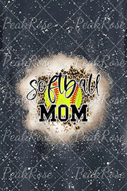 Leopard Softball Mom Messy Bun Bleached Print T-Shirt