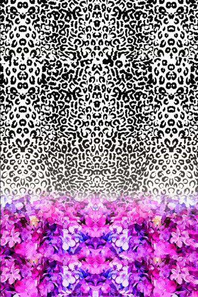 Purple Romantic Flower Leopard Print Sleeveless Dress
