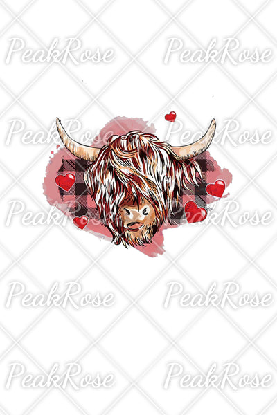 Cow Heart-Shaped Western Print Round Neck Casual T-Shirt
