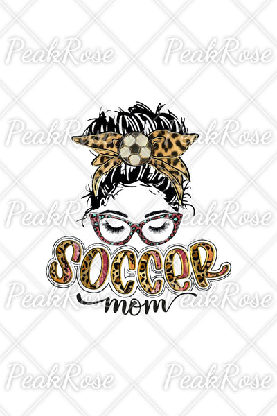 Messy Bun Soccer Mom Ball Leopard Print V-Neck T-Shirt