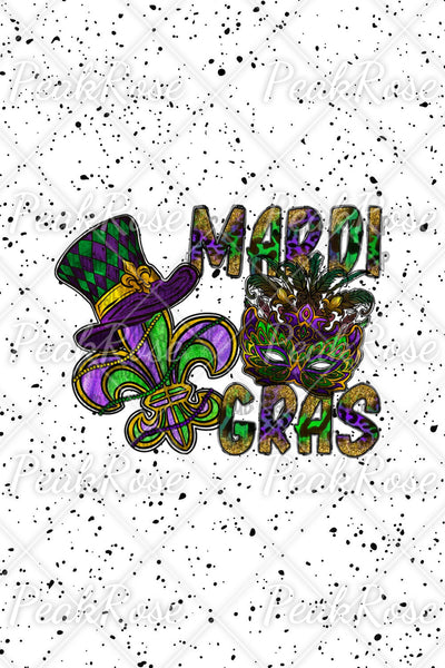 Mardi Gras Mask Hat Fleur De Lis Polka Dots Print Sweatshirt