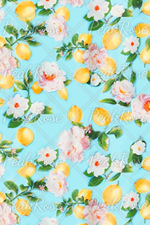 Spring Floral Lemon Print Sleeveless Dress