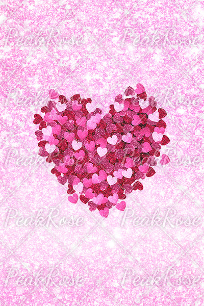 Valentine's Day Pink Glitter Heart Short-sleeved T-shirt Top