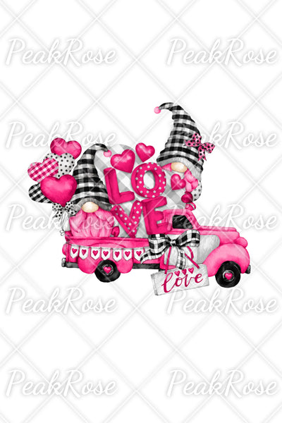 Gnomes Love Truck Heart-Shaped Balloons Plaid Polka Print Tunic
