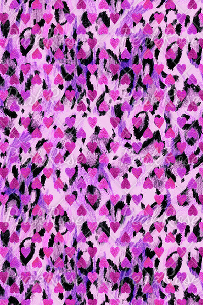 Bright Purple Leopard Heart Print Cold Shoulder T-shirt
