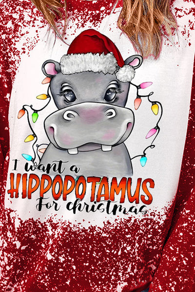 I Want A Hippopotamus For Christmas Plaid Sweatshirt