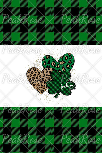 Green Leopard Plaid Lucky Hearts Denim Jeans