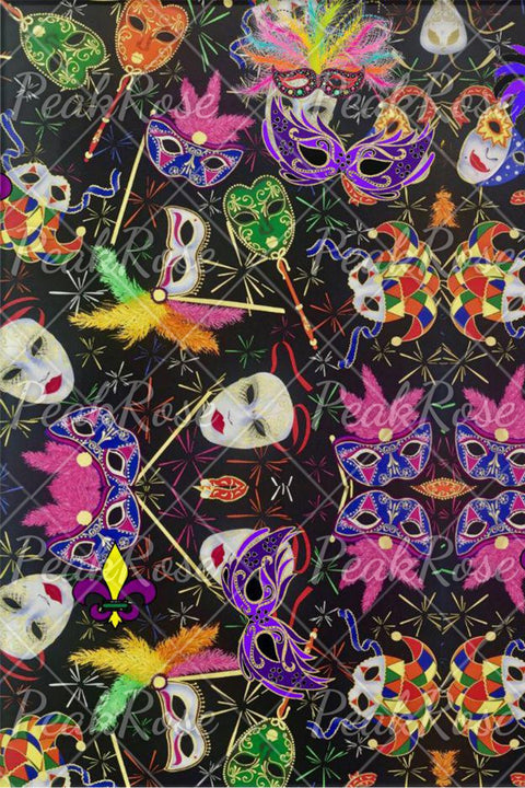 Mardi Gras Mask-Print Casual Pants