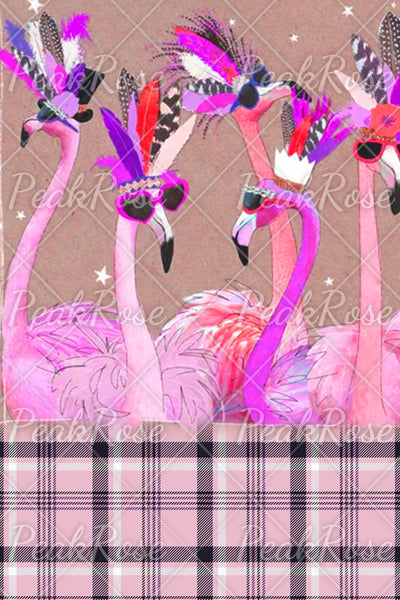 Pink Flamingo Plaid Ripped Denim Jeans