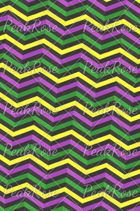 Mardi Gras Geometric Pattern With Zigzag Stripes Print Off-Shoulder Blouse