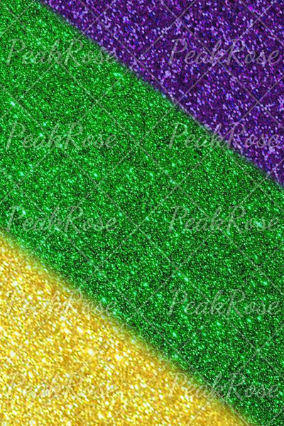 Retro Glitter Gradient Mardi Gras Carnival Print Off-Shoulder Blouse