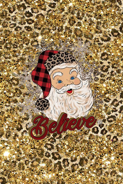 Glitter Christmas Believe Santa Print Leggings